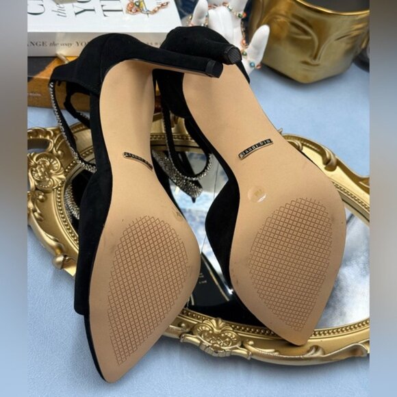 🆕 GIANNI BINI 🧿 NWOB August Embellished Snake Sandals, Black Suede - Sz US 7 M - Picture 13 of 13